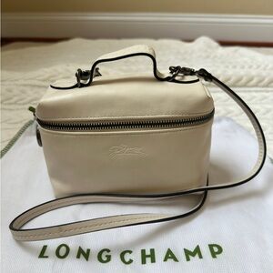 Longchamp Vanity Leather Top Handle Crossbody Bag, Ivory